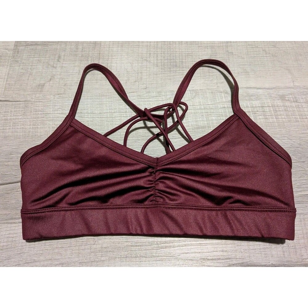 Alo Yoga Sunny Strappy Bra Sz XS Burgundy - Picture 3 of 3